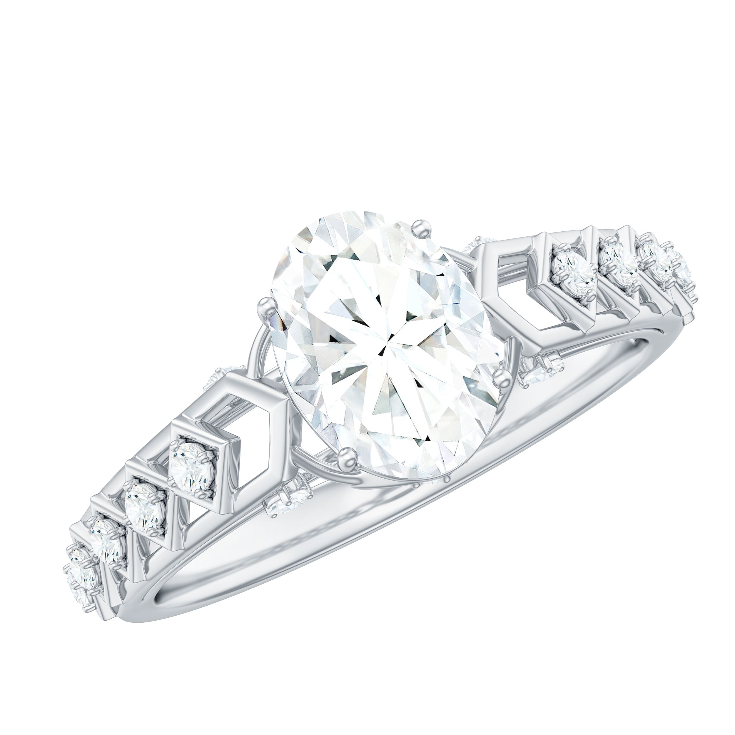 1.2 Carat Oval Cut Moissanite Solitaire Engagement Ring