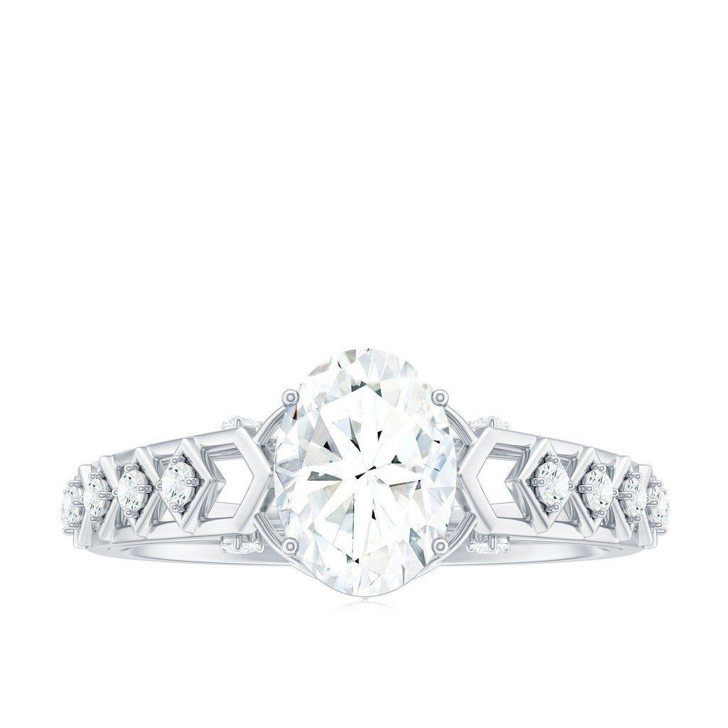 1.2 Carat Oval Cut Moissanite Solitaire Engagement Ring
