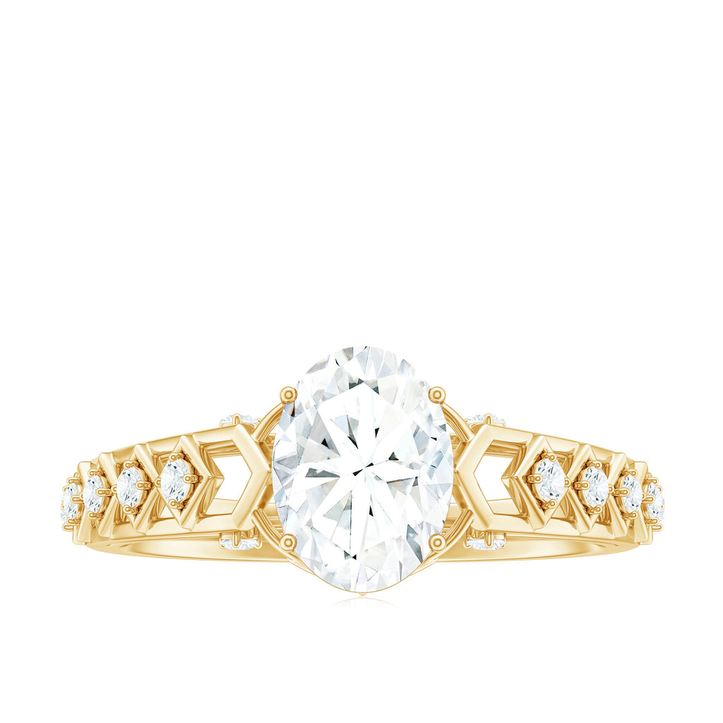 1.2 Carat Oval Cut Moissanite Solitaire Engagement Ring