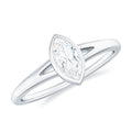 Bezel Set Moissanite Marquise Engagement Ring in Split Shank