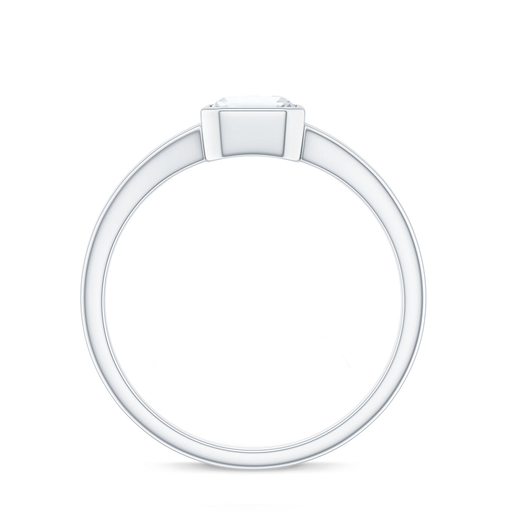 1.8 Carat Emerald Cut Moissanite Bezel Set Engagement Ring with Split Shank