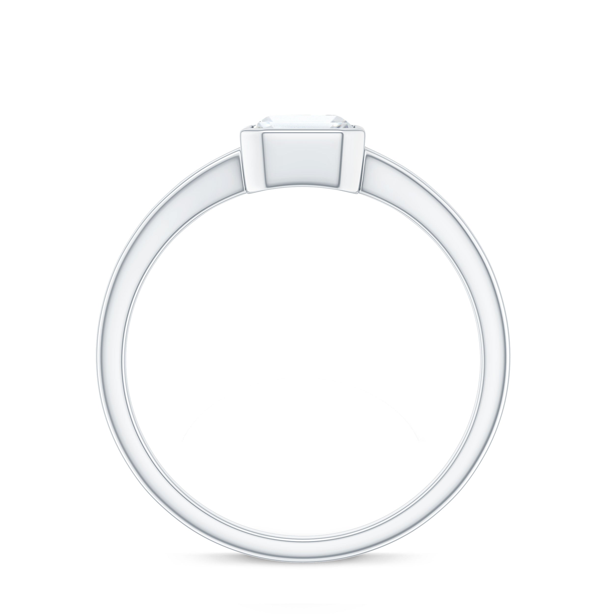 1.8 Carat Emerald Cut Moissanite Bezel Set Engagement Ring with Split Shank