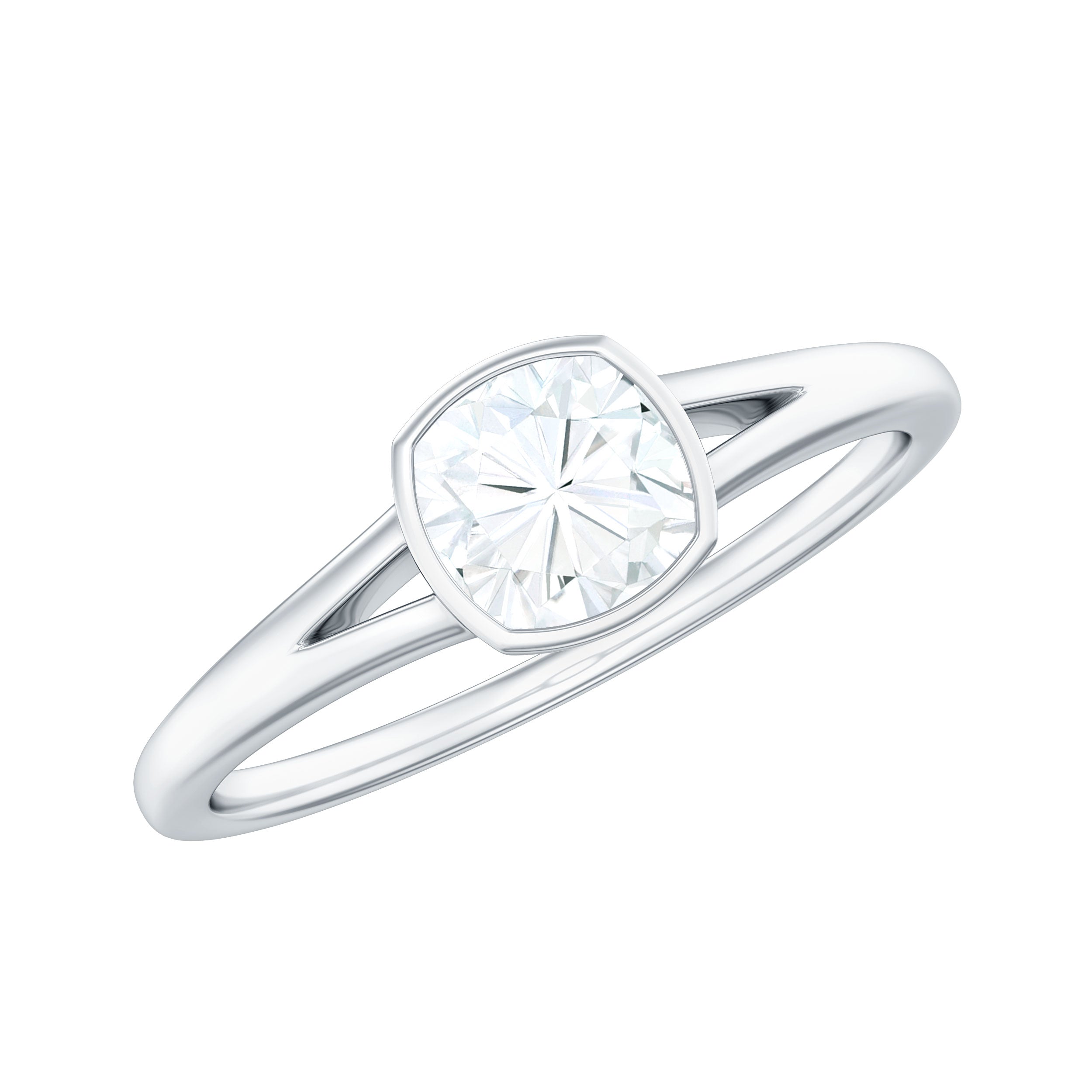 1.7 Carat Cushion Cut Moissanite Solitaire Split Shank Ring