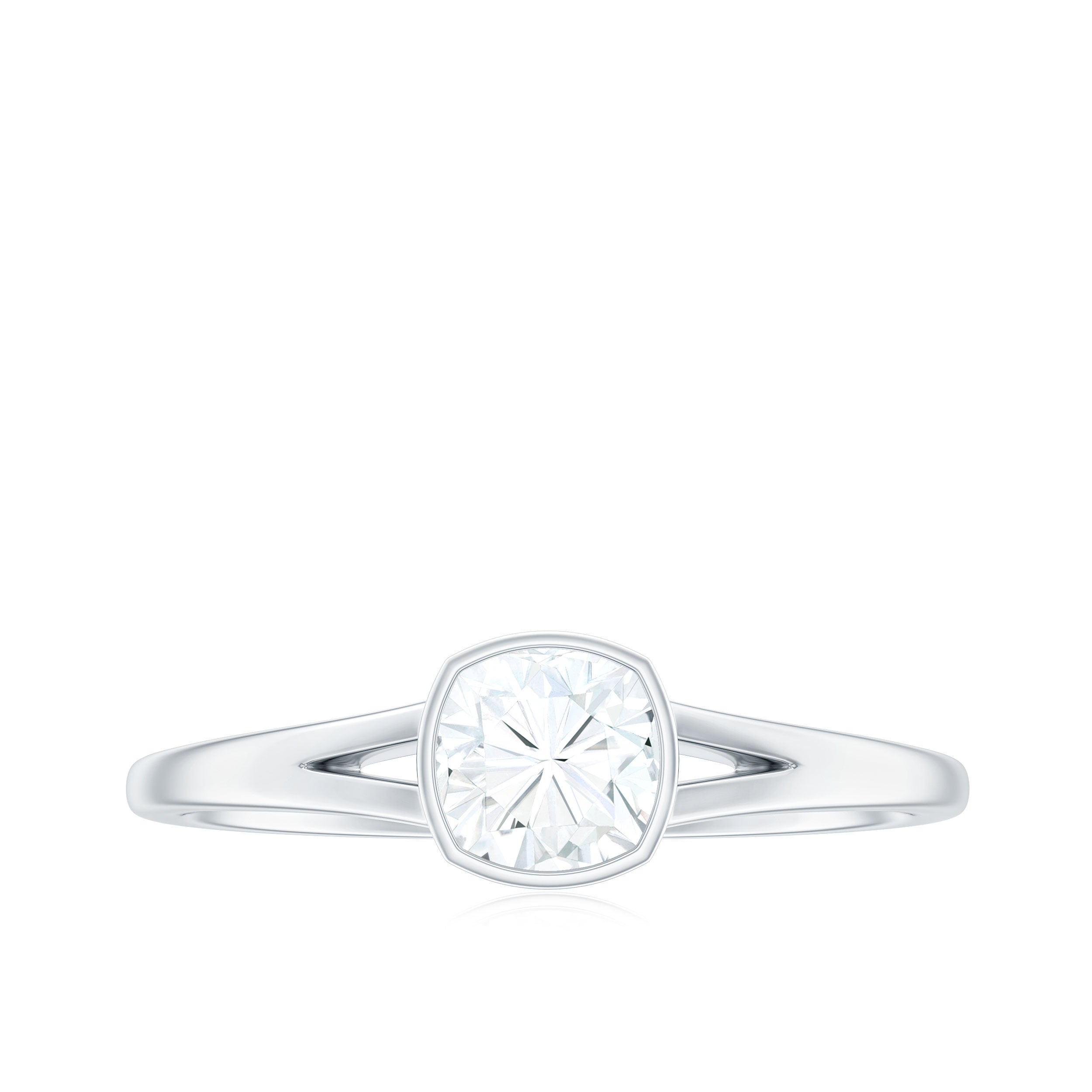 1.7 Carat Cushion Cut Moissanite Solitaire Split Shank Ring