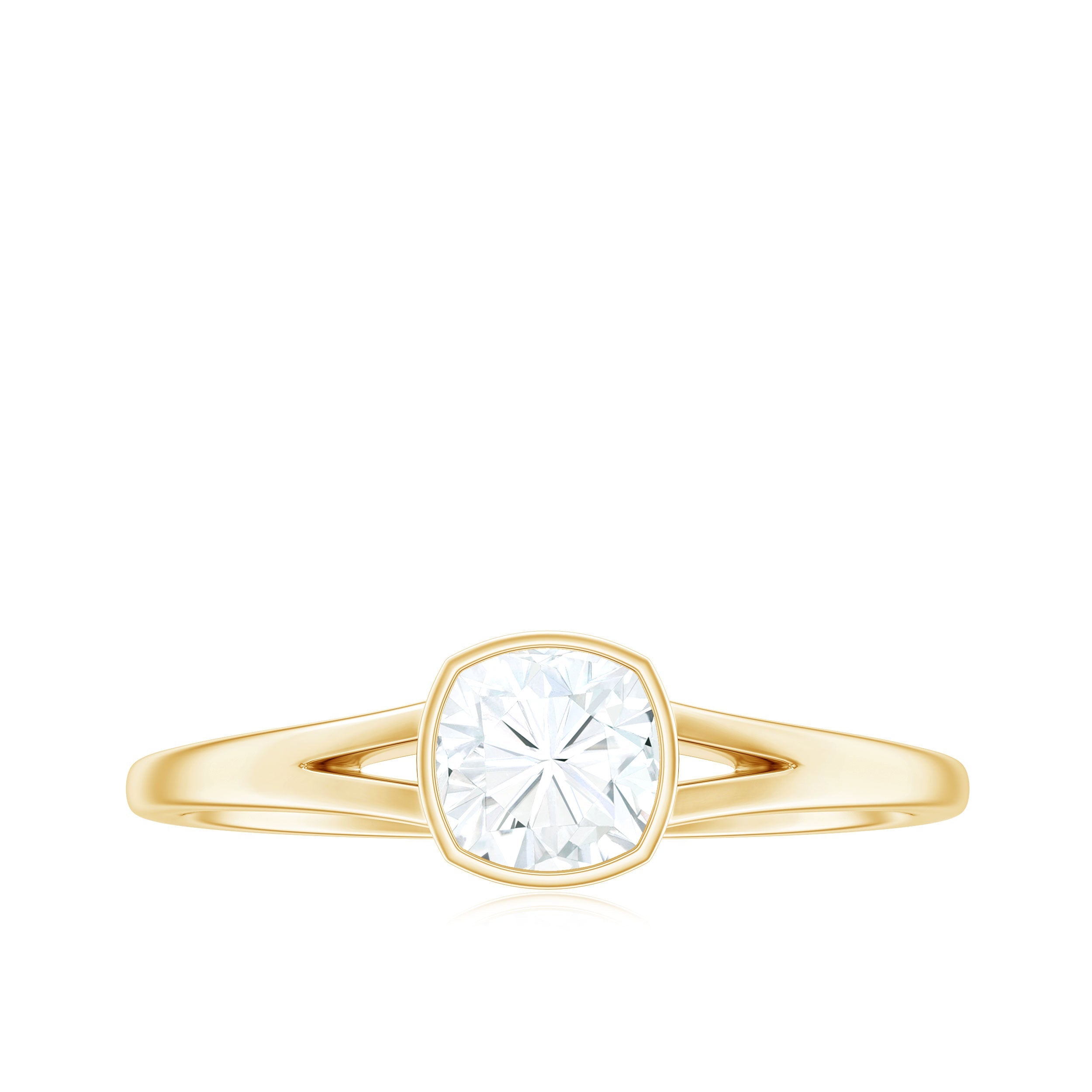 1.7 Carat Cushion Cut Moissanite Solitaire Split Shank Ring