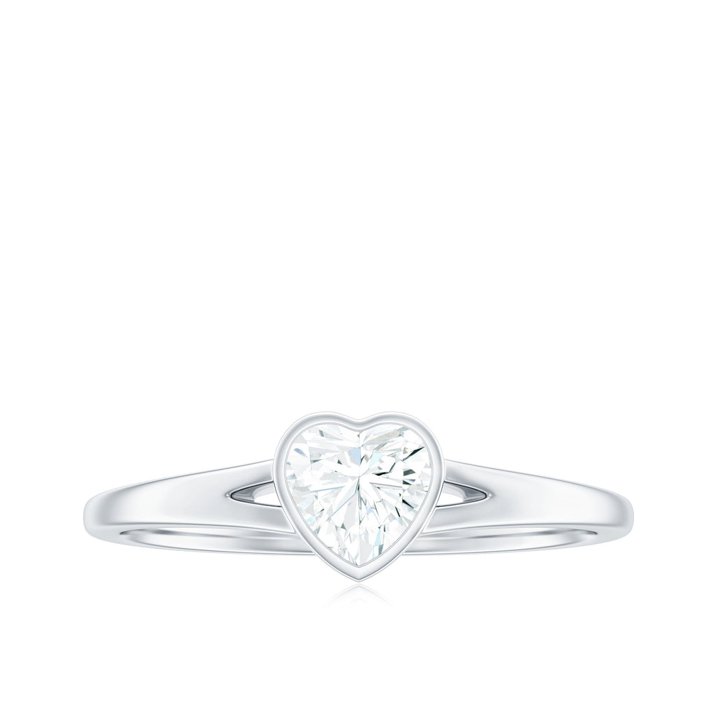 0.5 Carat Heart Shape Moissanite Solitaire Ring with Split Shank