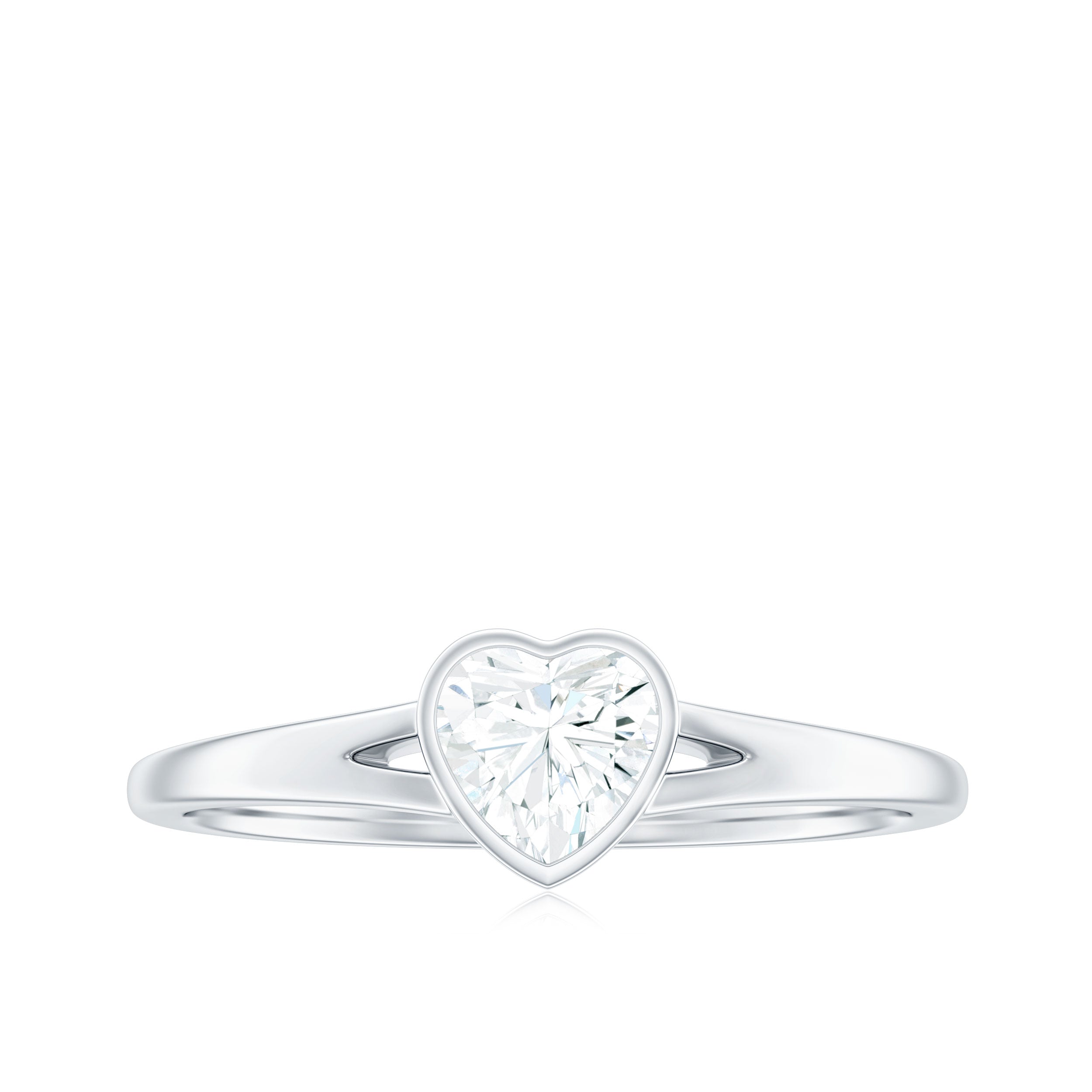 0.5 Carat Heart Shape Moissanite Solitaire Ring with Split Shank