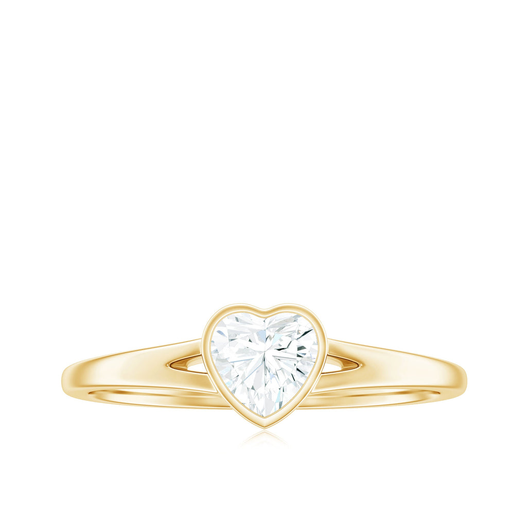 0.5 Carat Heart Shape Moissanite Solitaire Ring with Split Shank