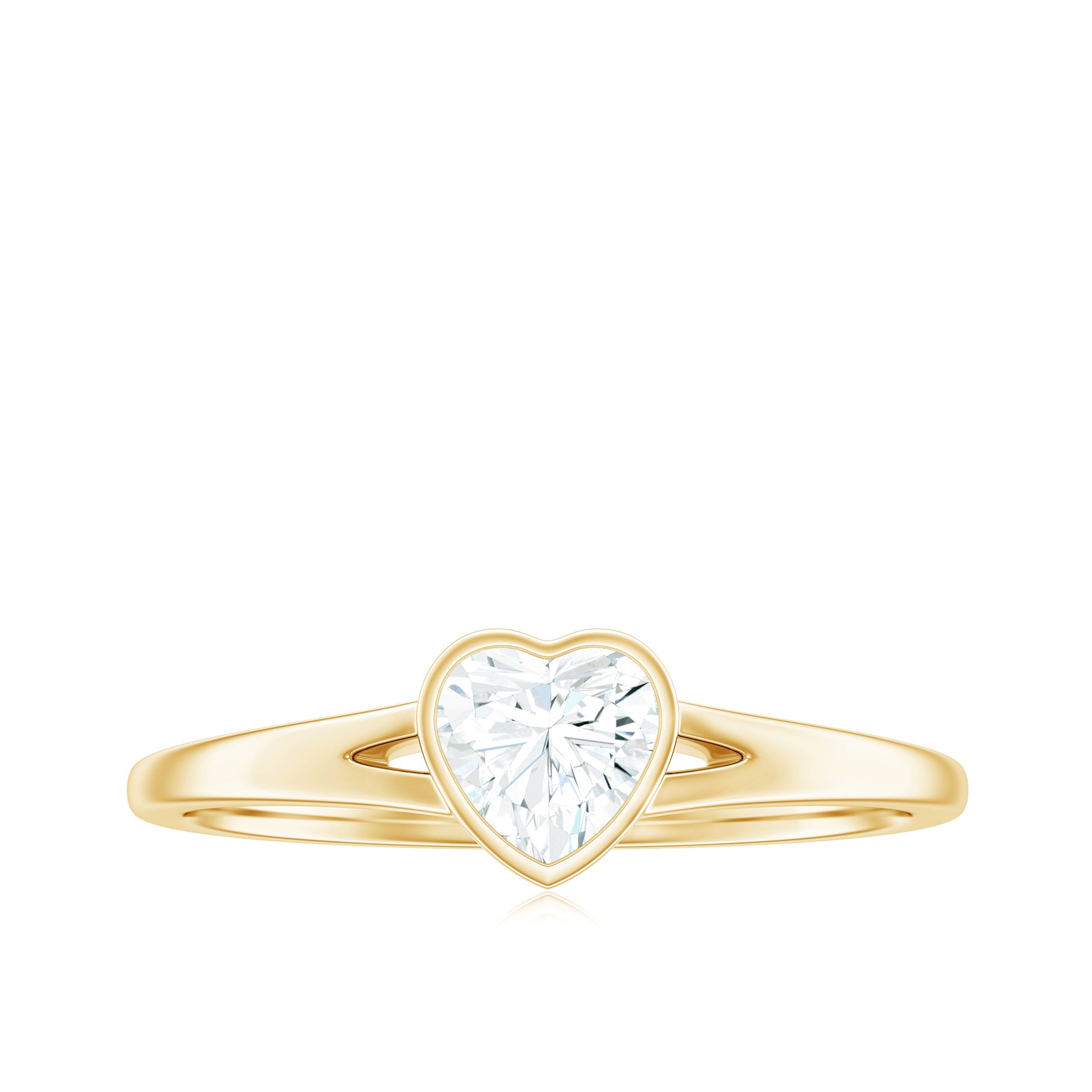 0.5 Carat Heart Shape Moissanite Solitaire Ring with Split Shank