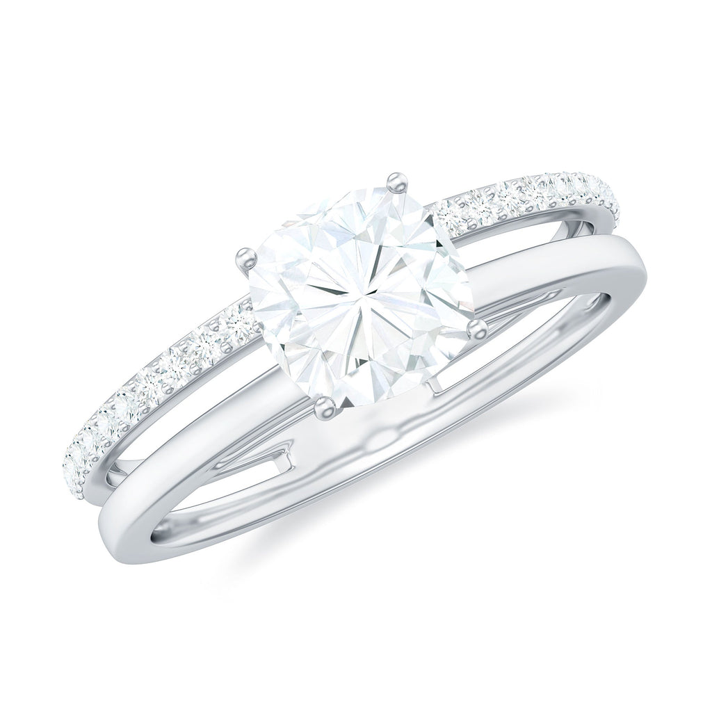 1.7 Carat Certified Moissanite Solitaire Double Band Engagement Ring