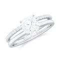 1.7 Carat Certified Moissanite Solitaire Double Band Engagement Ring