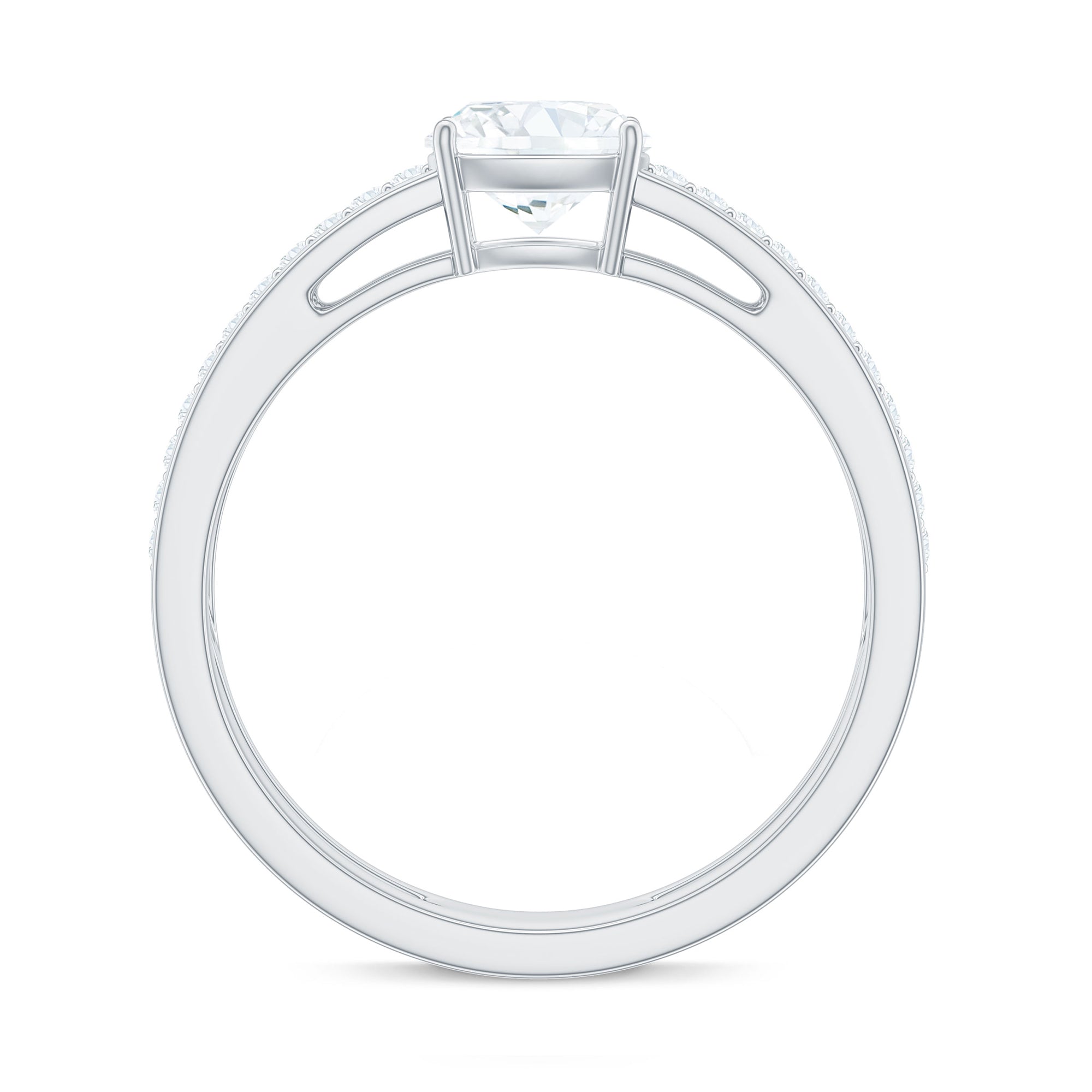 1.7 Carat Certified Moissanite Solitaire Double Band Engagement Ring