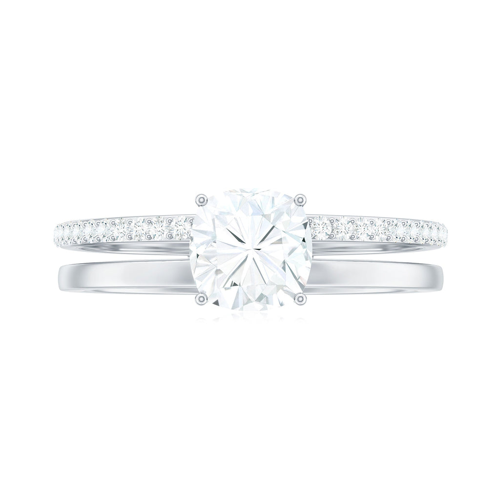 1.7 Carat Certified Moissanite Solitaire Double Band Engagement Ring