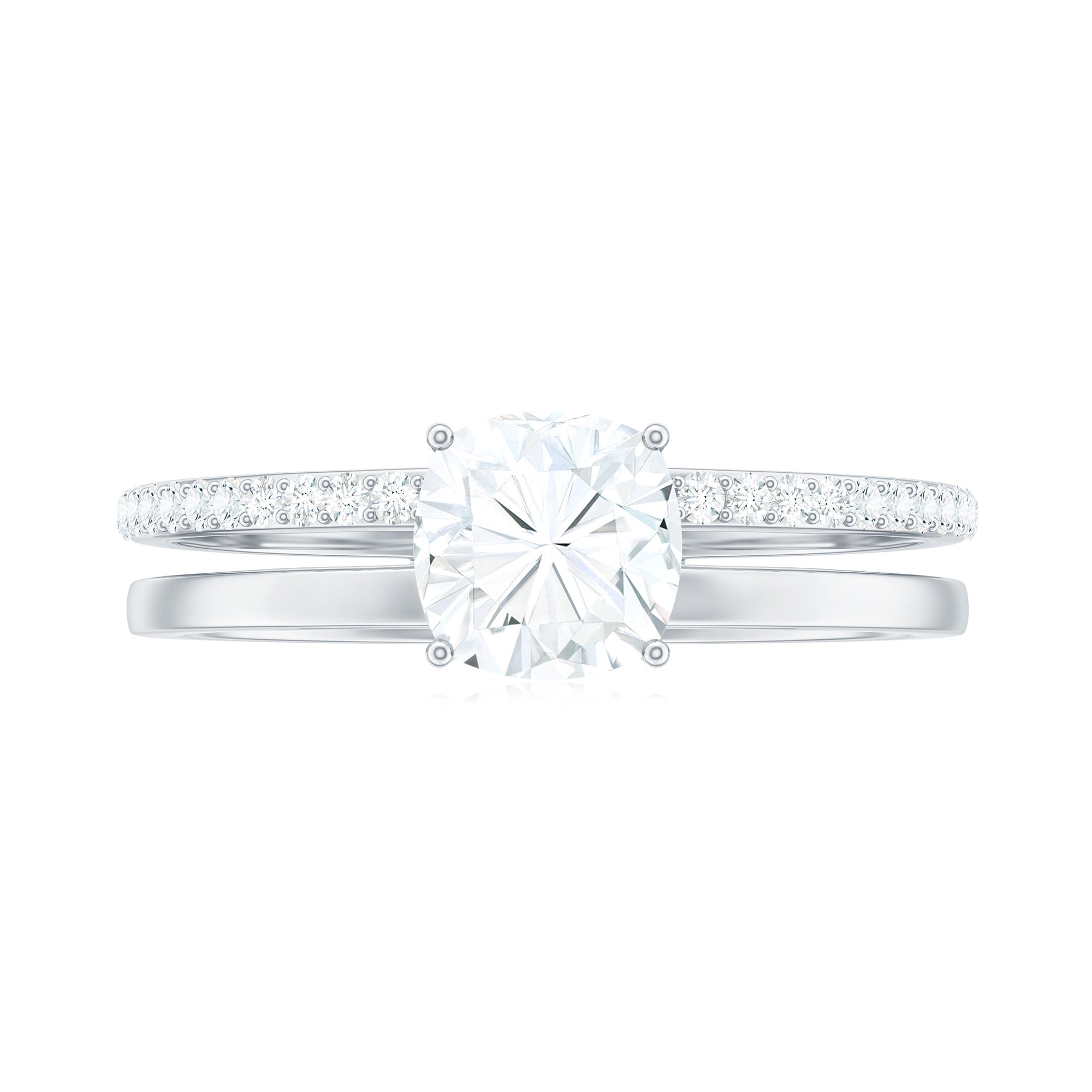 1.7 Carat Certified Moissanite Solitaire Double Band Engagement Ring