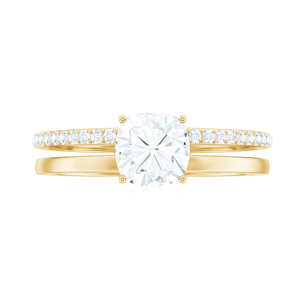 1.7 Carat Certified Moissanite Solitaire Double Band Engagement Ring