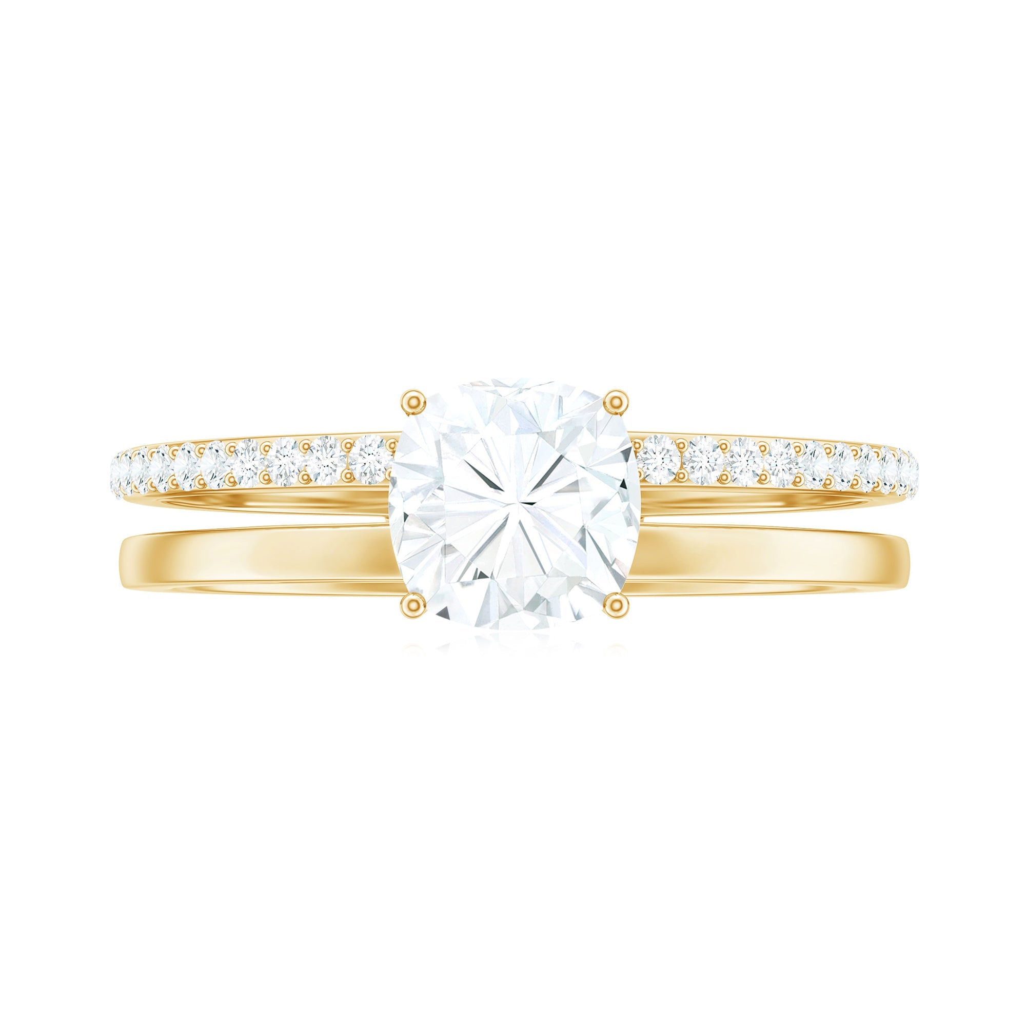 1.7 Carat Certified Moissanite Solitaire Double Band Engagement Ring