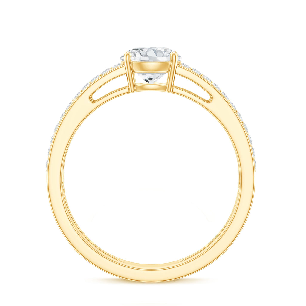 0.9 Carat Round Moissanite Double Band Engagement Ring