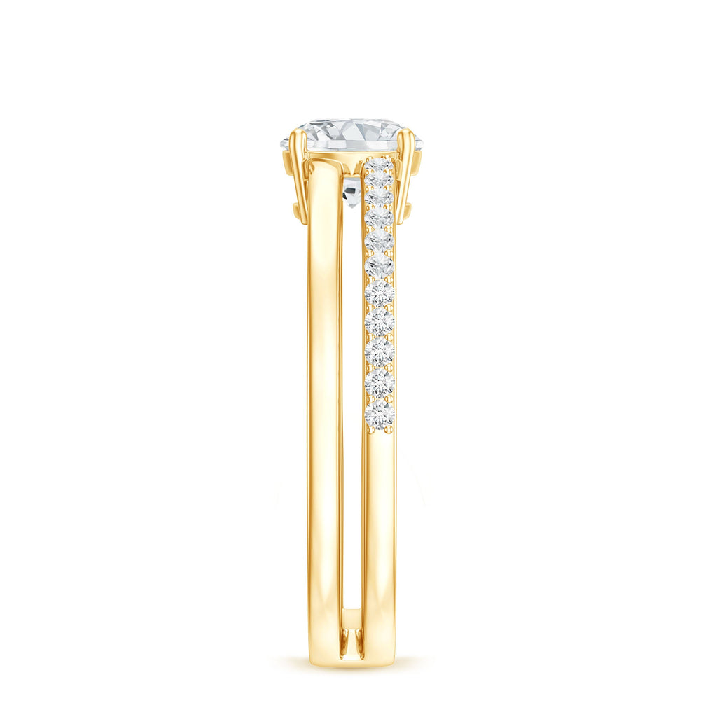 0.9 Carat Round Moissanite Double Band Engagement Ring