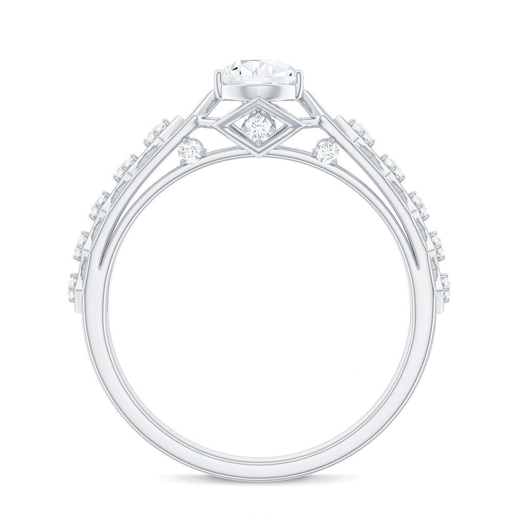 Art Deco Inspired Brilliant Cut Moissanite Solitaire Engagement Ring