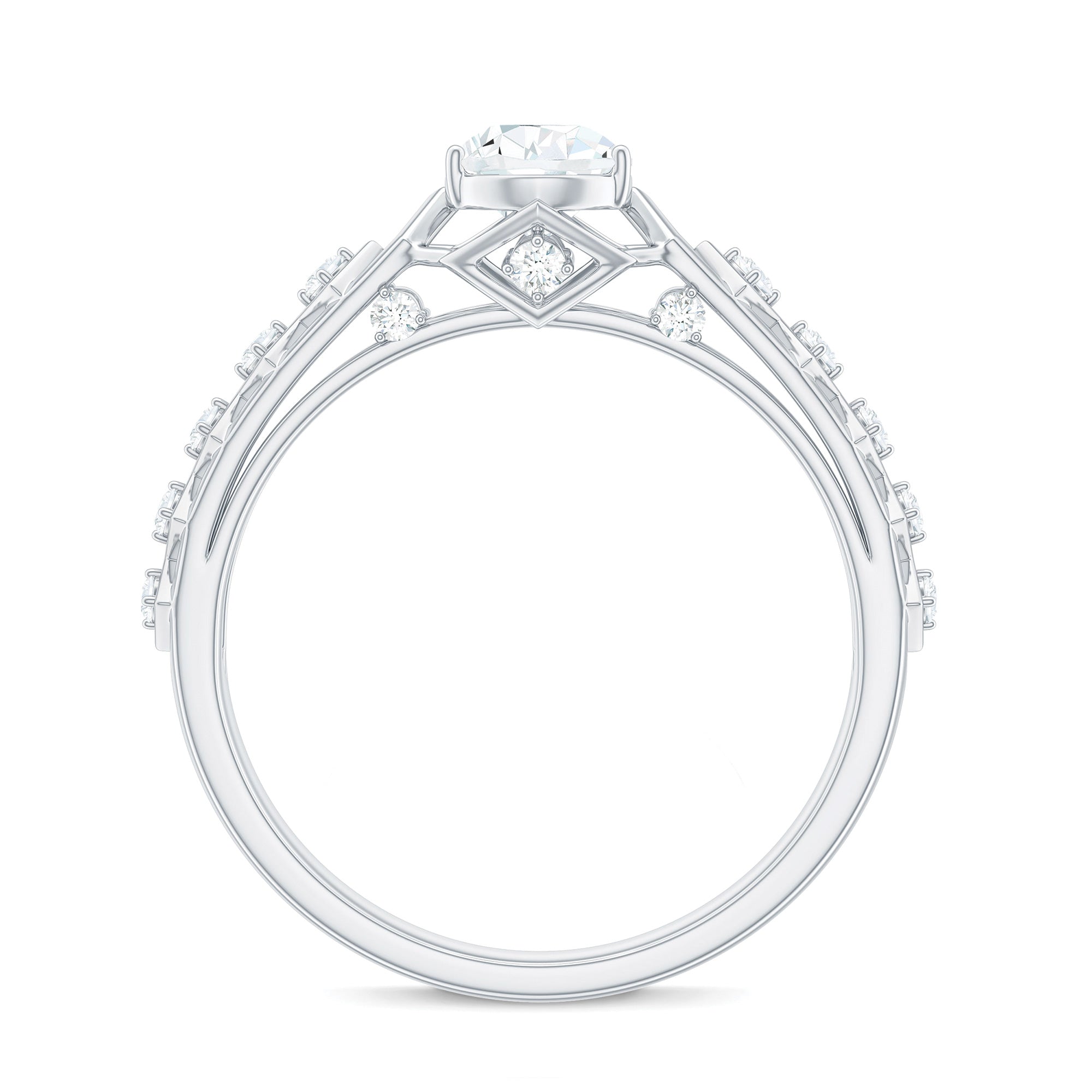 Art Deco Inspired Brilliant Cut Moissanite Solitaire Engagement Ring