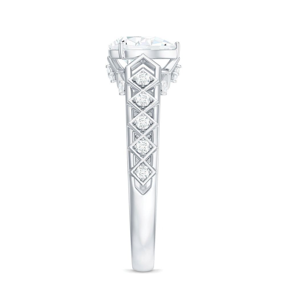 Art Deco Inspired Brilliant Cut Moissanite Solitaire Engagement Ring