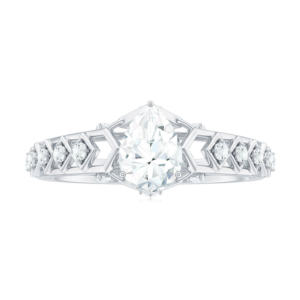 Art Deco Inspired Brilliant Cut Moissanite Solitaire Engagement Ring
