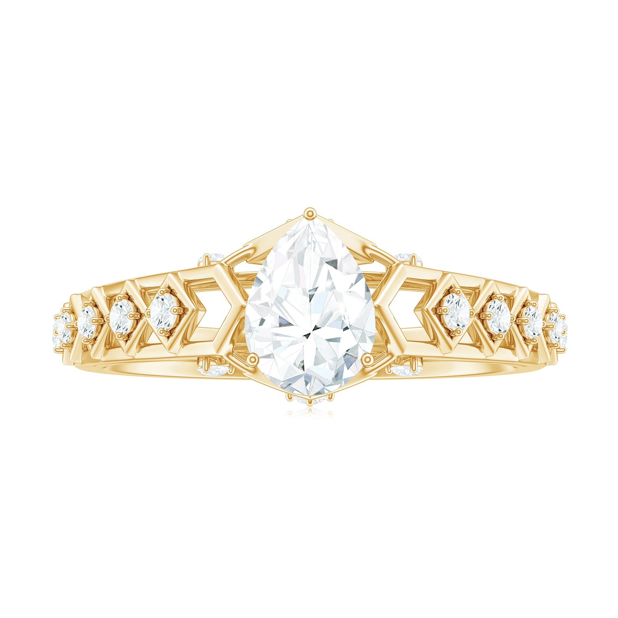 Art Deco Inspired Brilliant Cut Moissanite Solitaire Engagement Ring