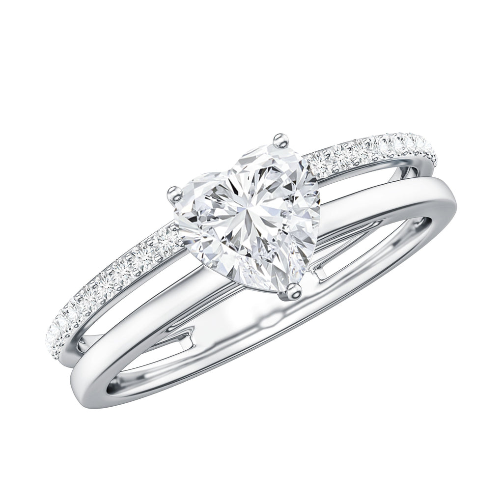 1.5 Carat Heart Shape Moissanite Double Band Engagement Ring