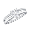 1.5 Carat Heart Shape Moissanite Double Band Engagement Ring