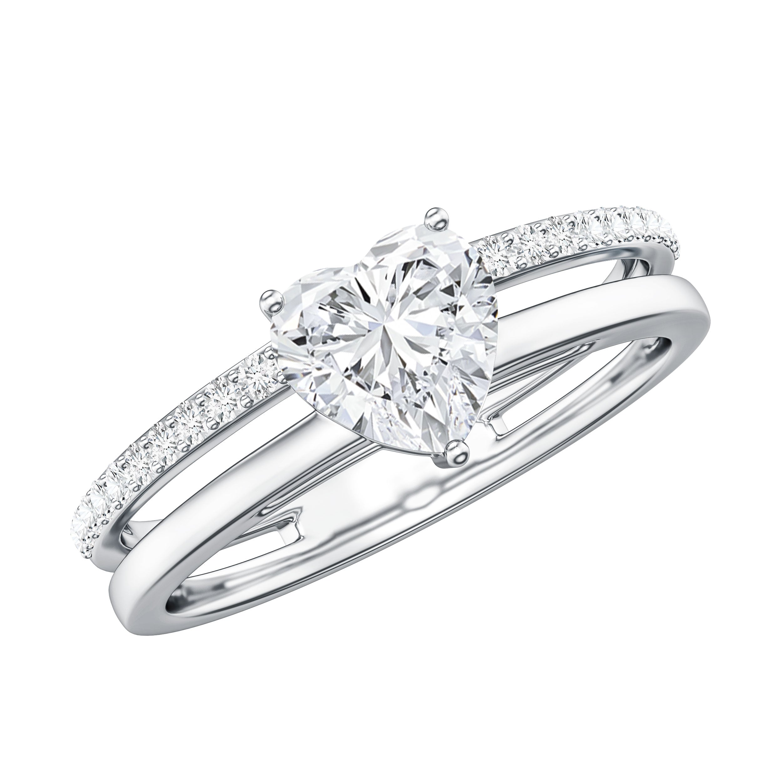 1.5 Carat Heart Shape Moissanite Double Band Engagement Ring