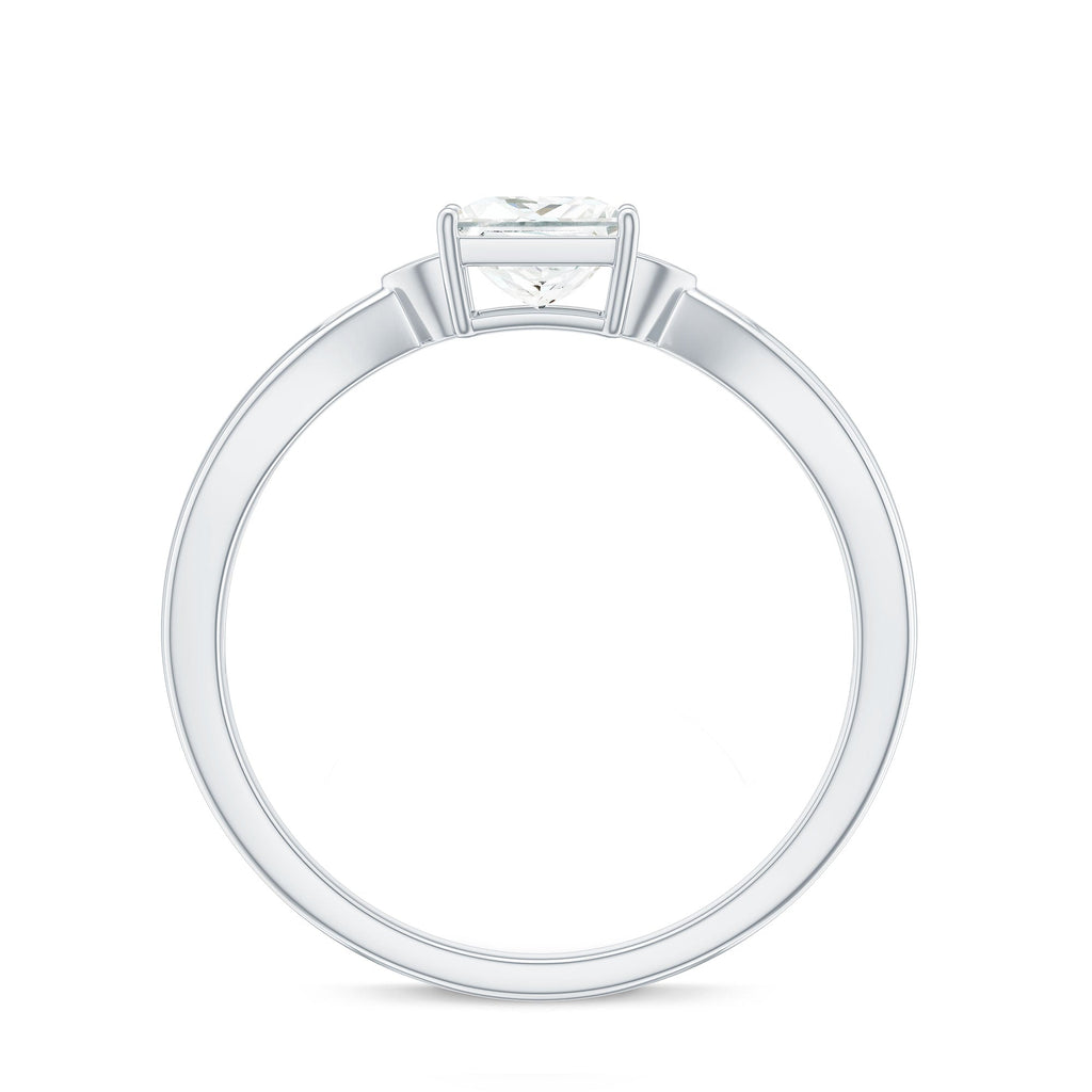0.7 Carat Princess Cut Moissanite Solitaire Promise Ring for Her