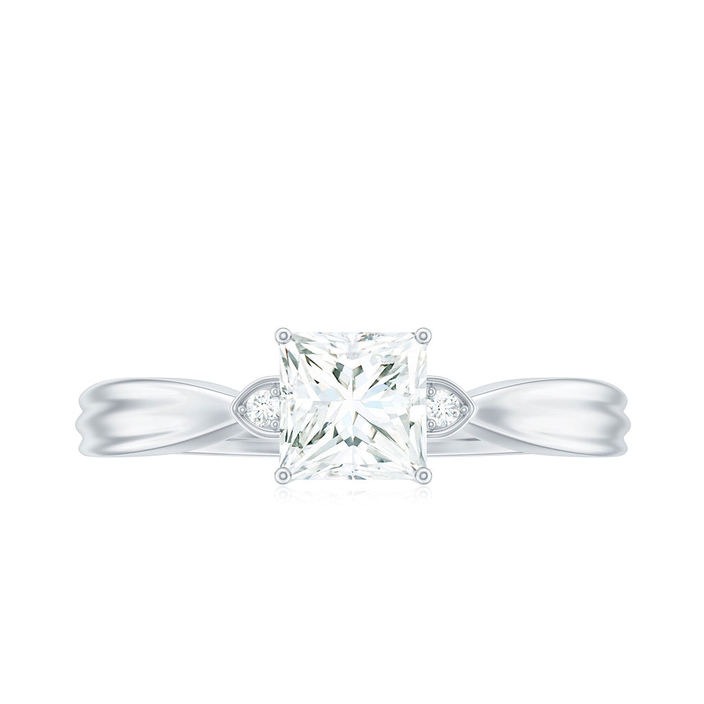 0.7 Carat Princess Cut Moissanite Solitaire Promise Ring for Her
