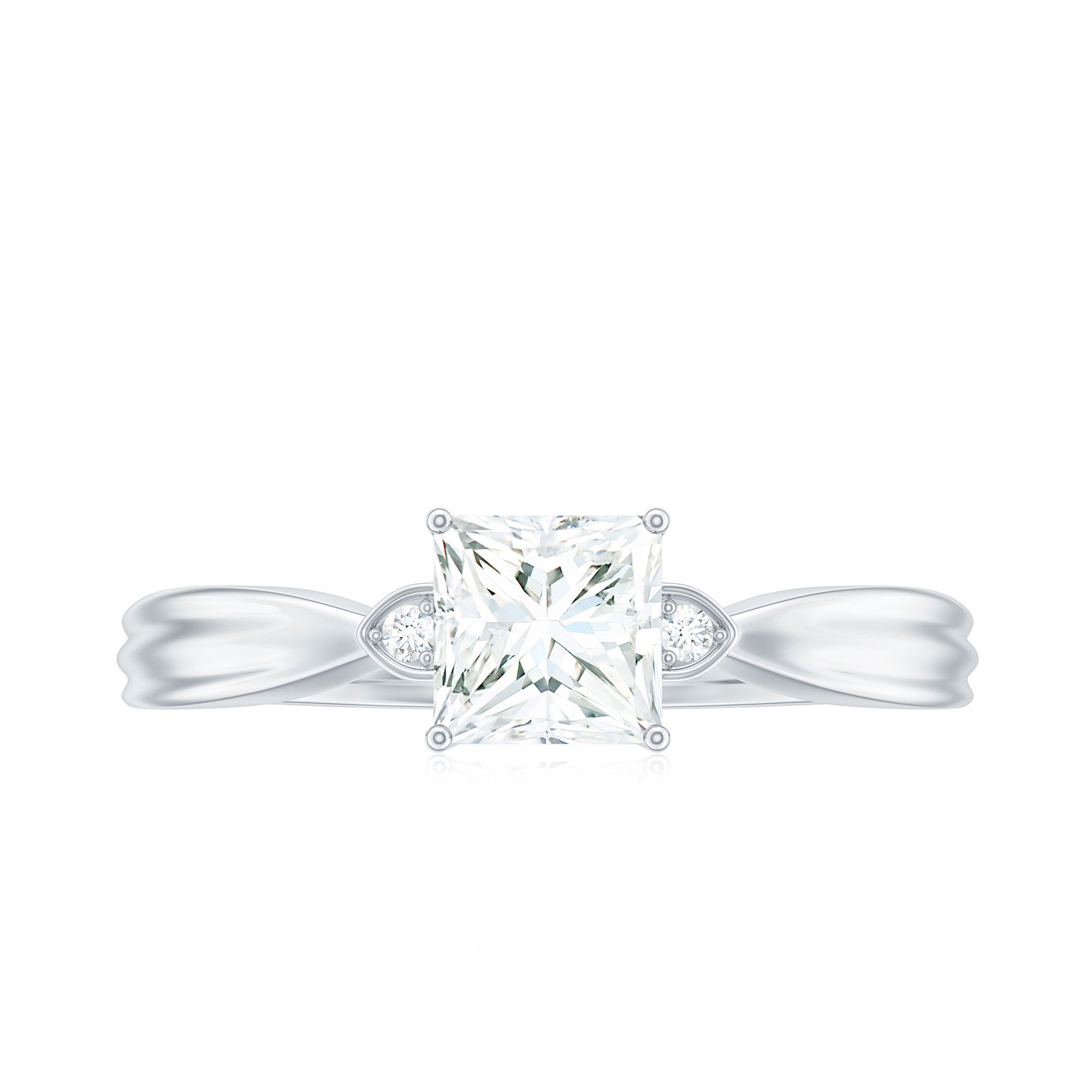 0.7 Carat Princess Cut Moissanite Solitaire Promise Ring for Her