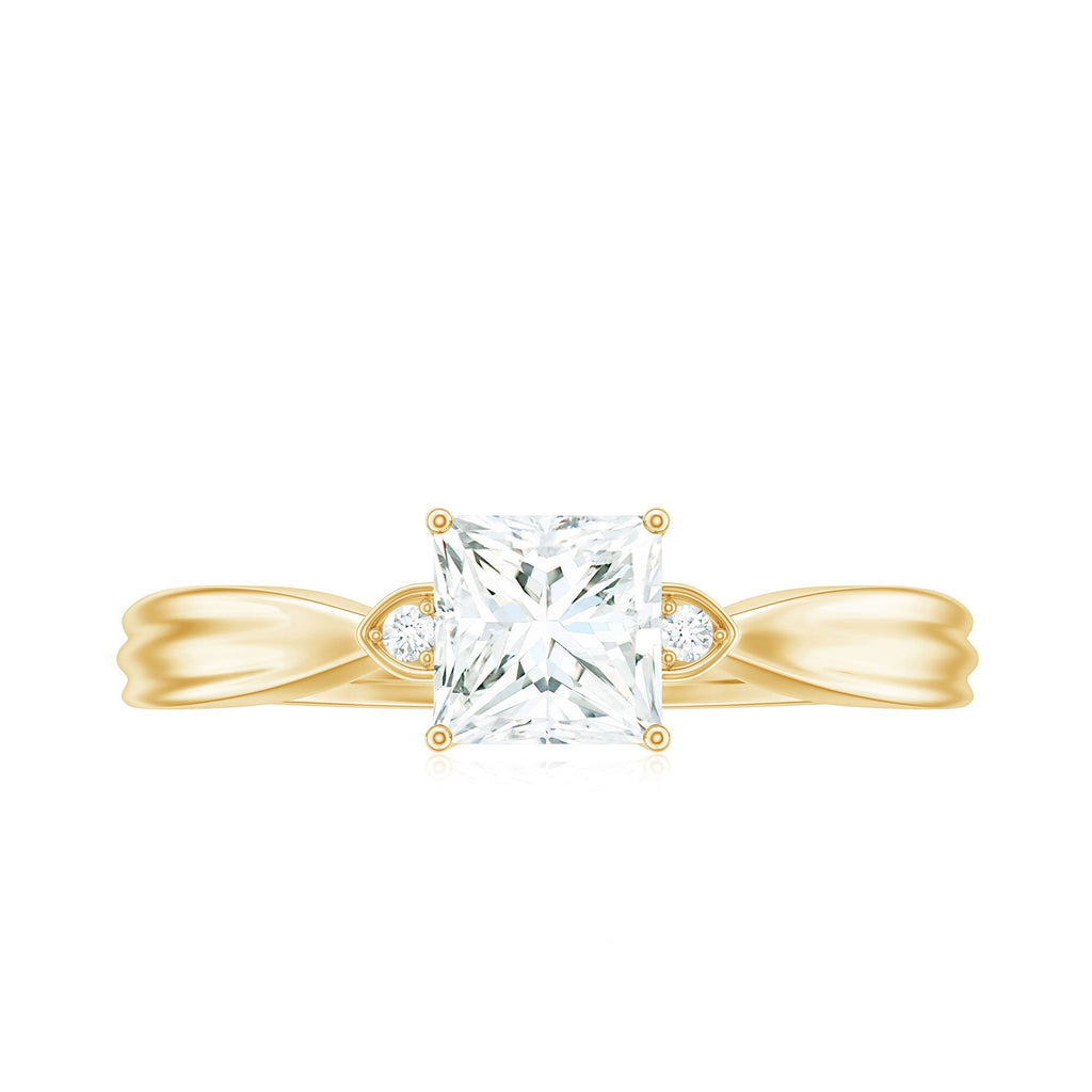 0.7 Carat Princess Cut Moissanite Solitaire Promise Ring for Her