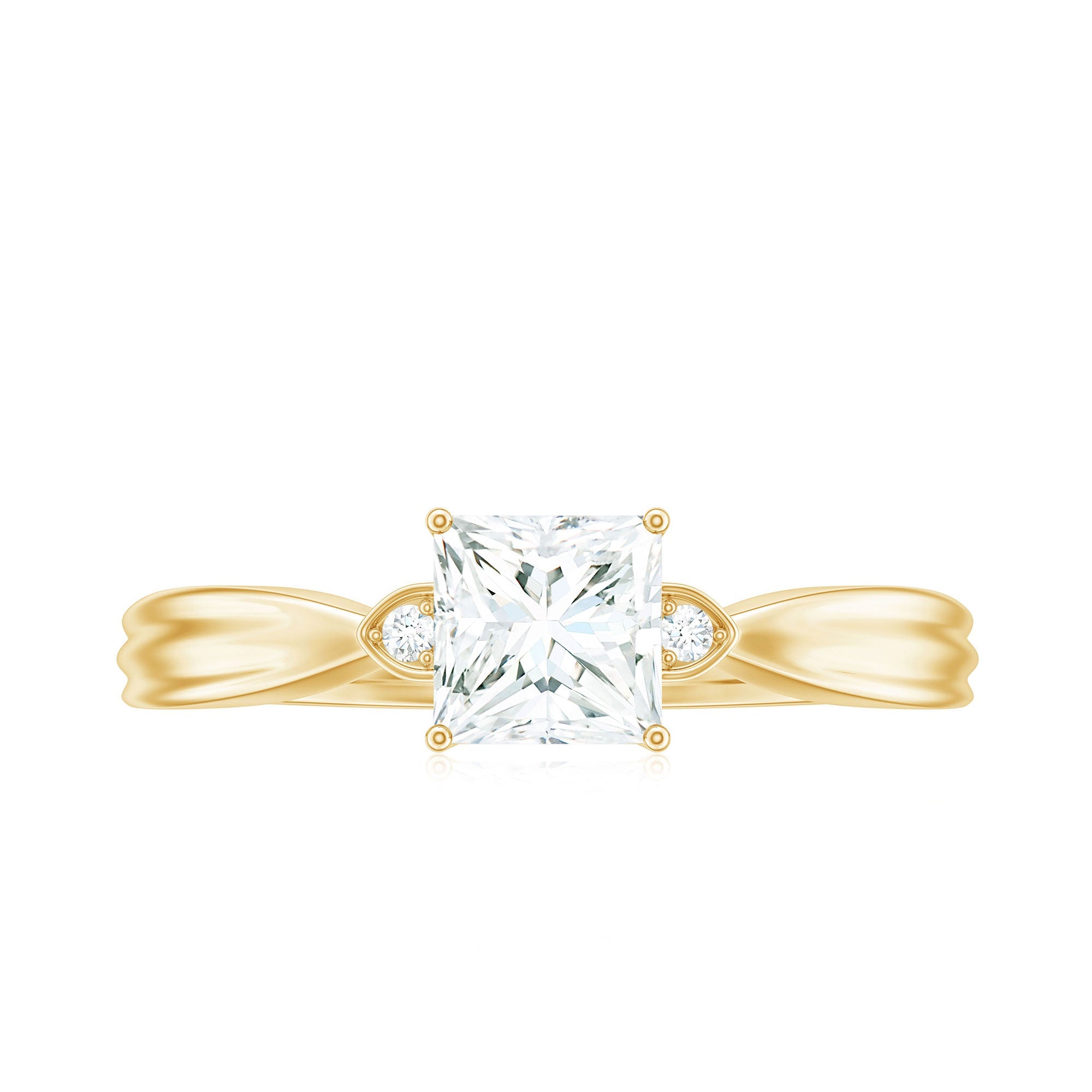 0.7 Carat Princess Cut Moissanite Solitaire Promise Ring for Her