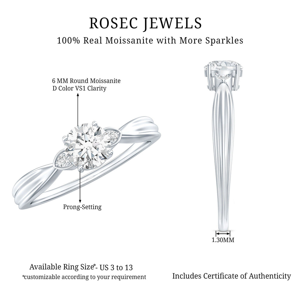 Round Moissanite Solitaire Engagement Ring for Her