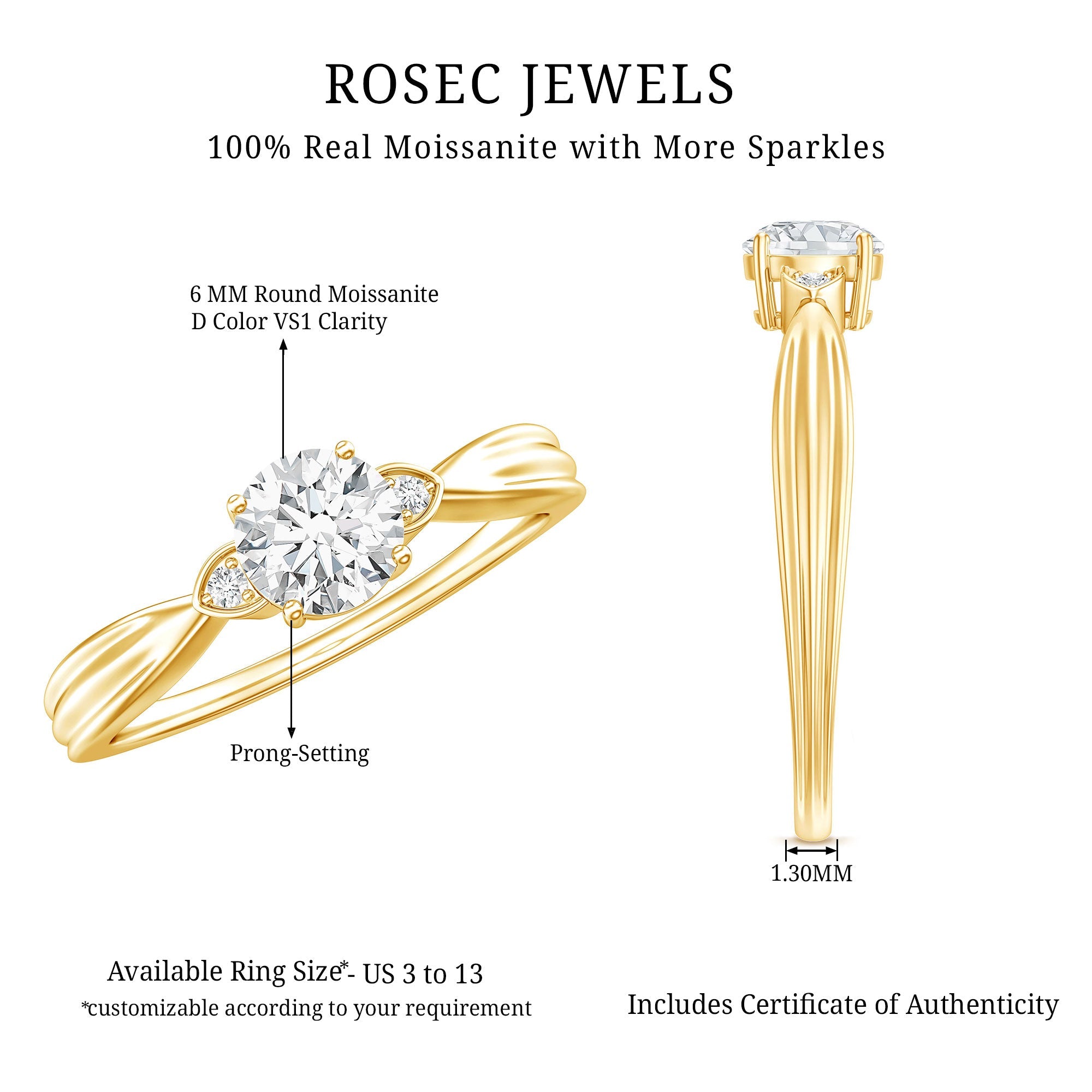 Round Moissanite Solitaire Engagement Ring for Her