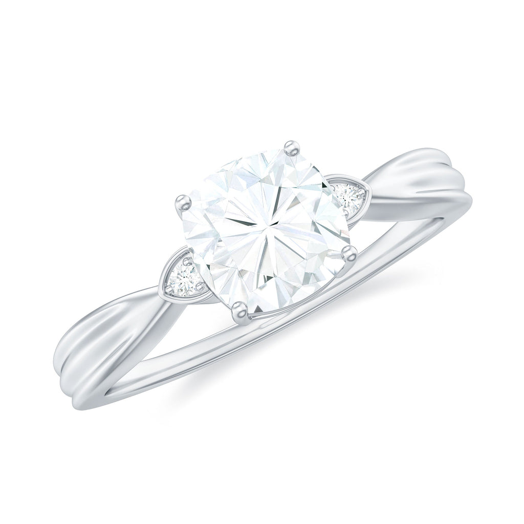 Brilliant Cut 1.7 Carat Moissanite Cushion Engagement Ring