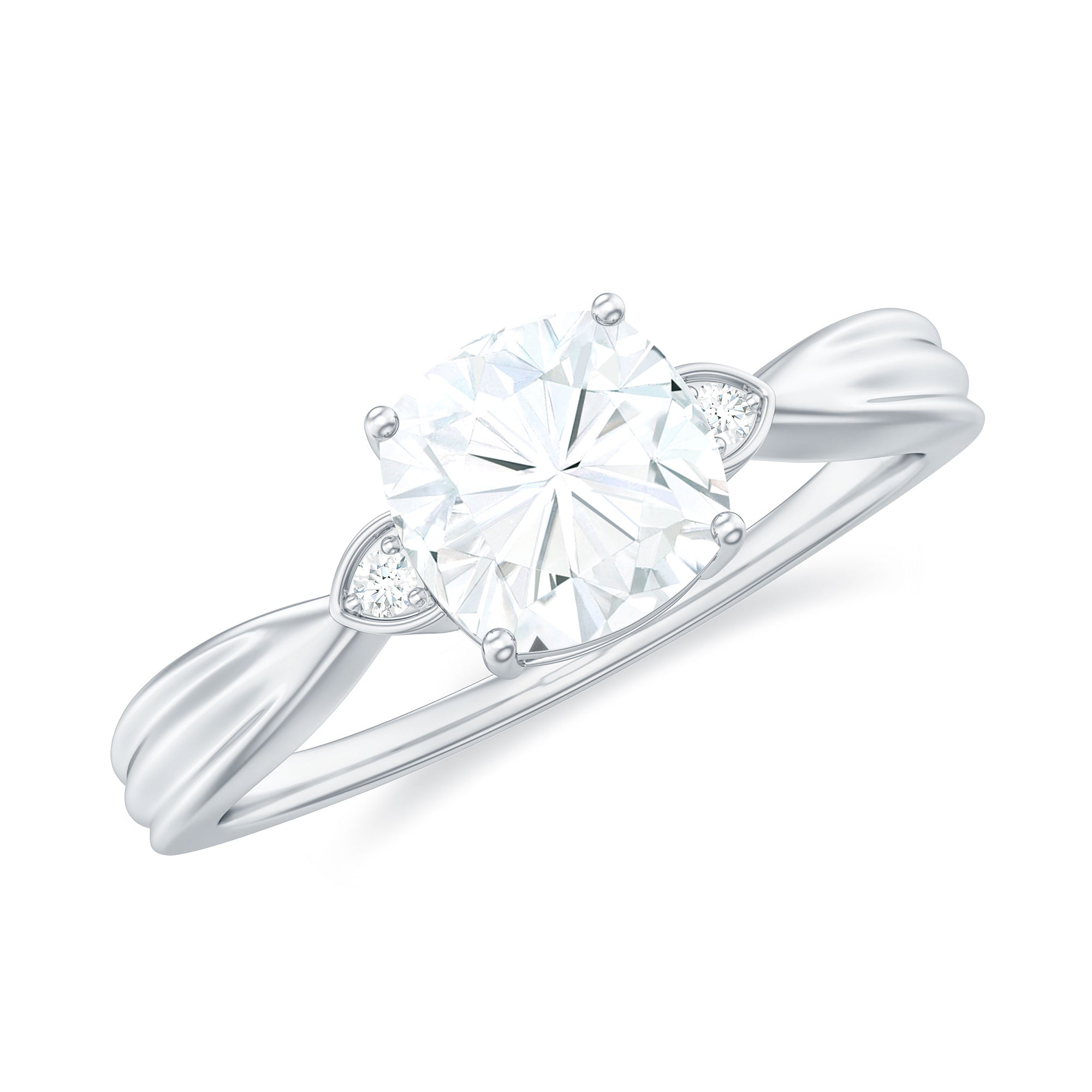 Brilliant Cut 1.7 Carat Moissanite Cushion Engagement Ring