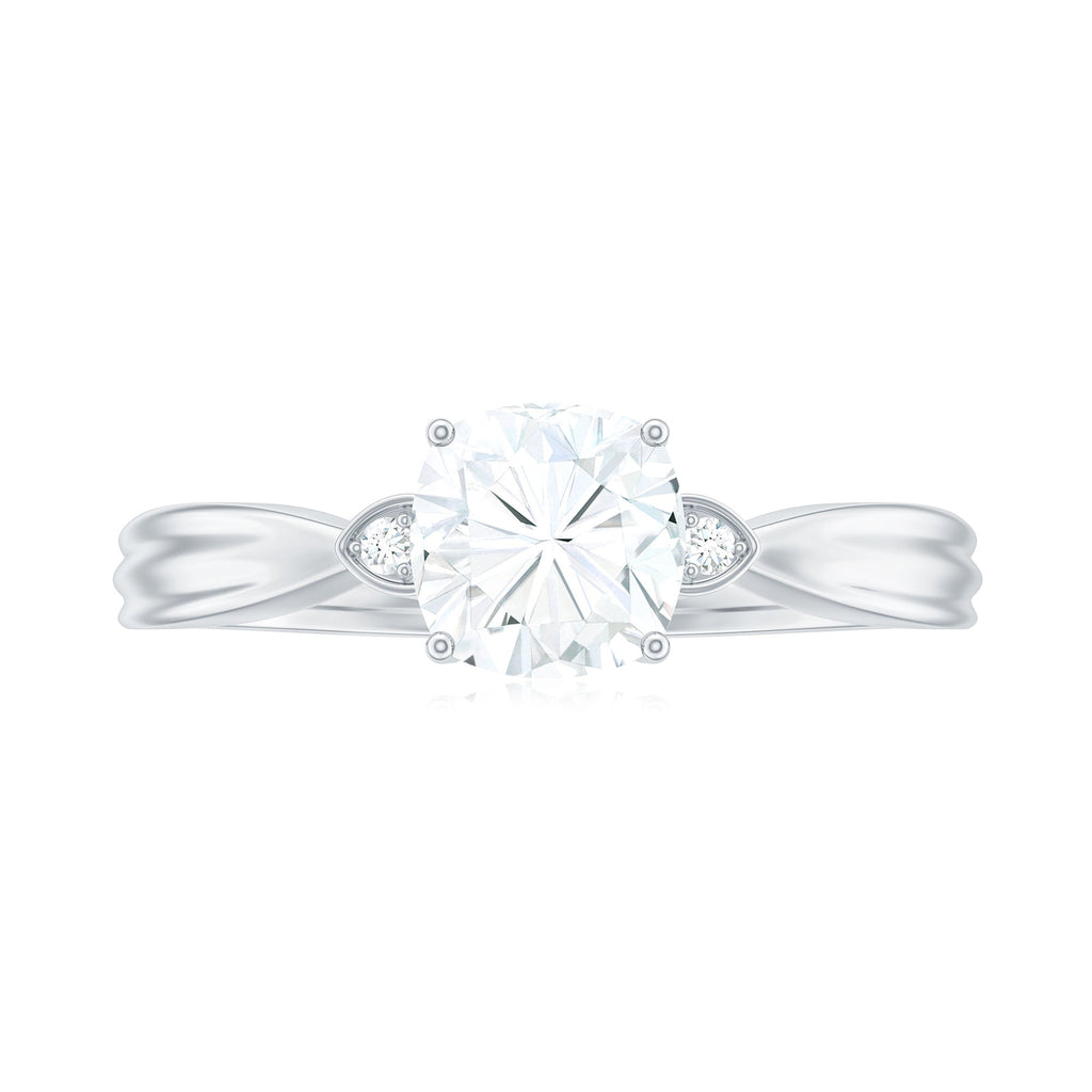 Brilliant Cut 1.7 Carat Moissanite Cushion Engagement Ring