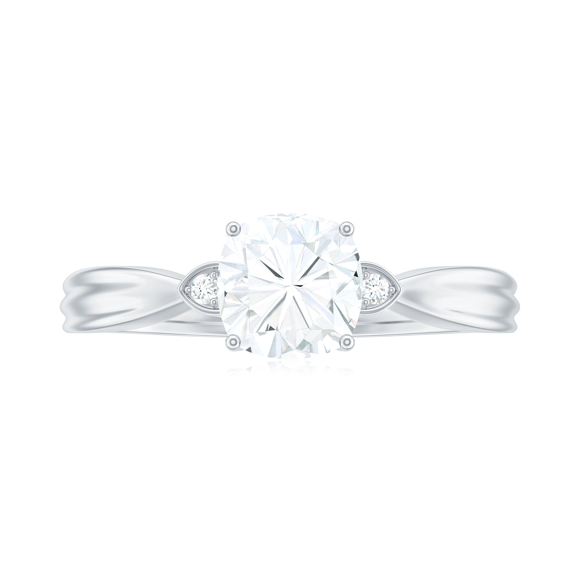 Brilliant Cut 1.7 Carat Moissanite Cushion Engagement Ring