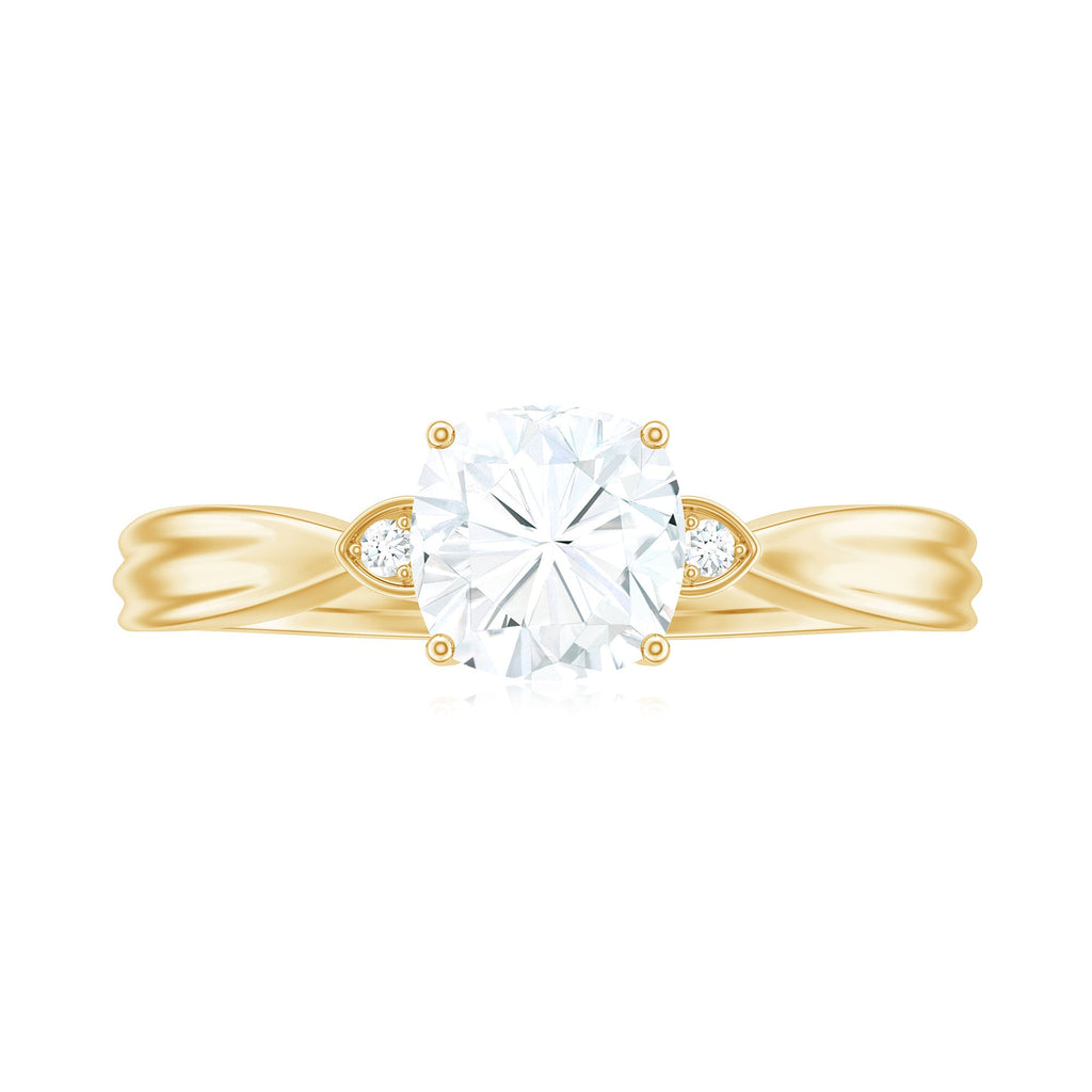 Brilliant Cut 1.7 Carat Moissanite Cushion Engagement Ring