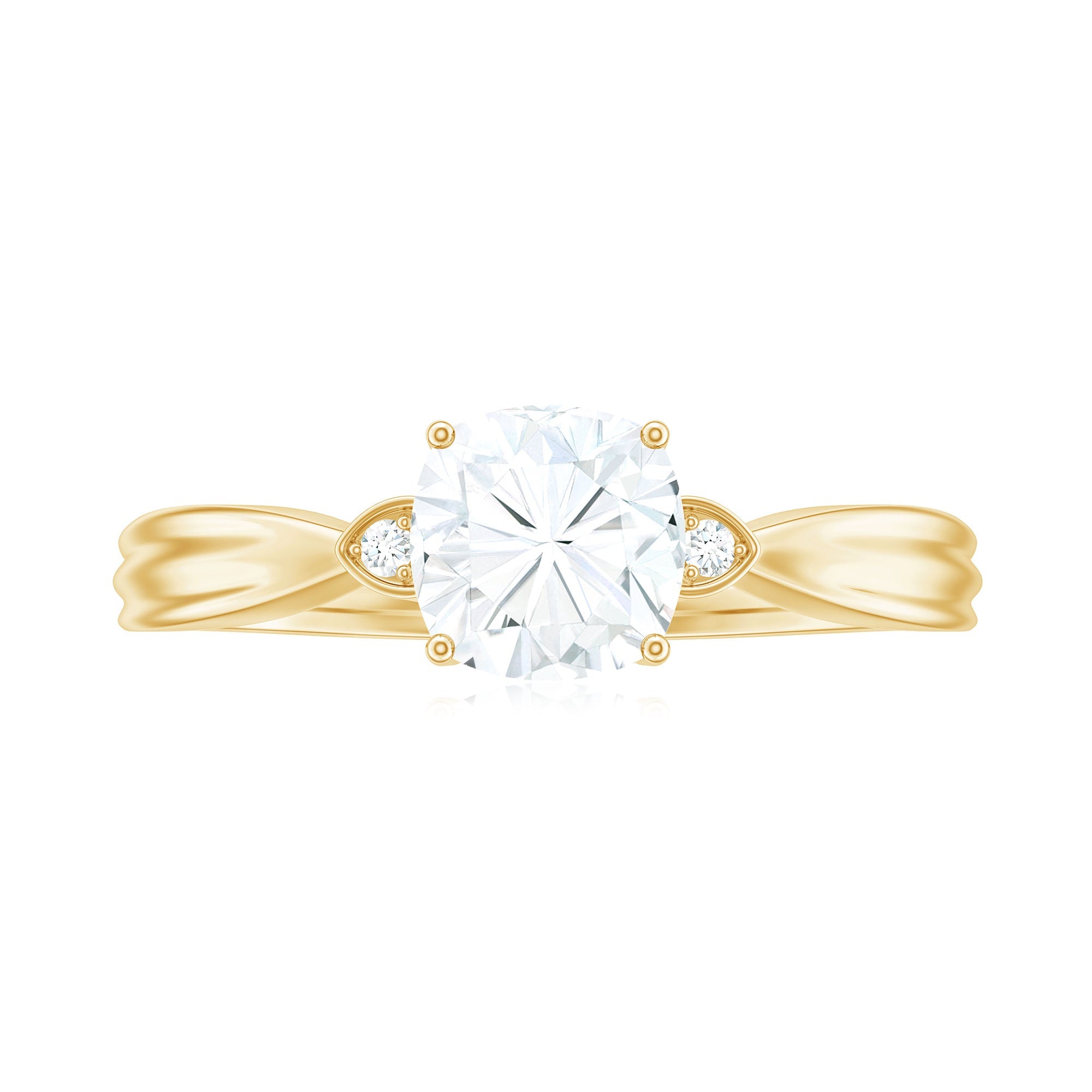 Brilliant Cut 1.7 Carat Moissanite Cushion Engagement Ring