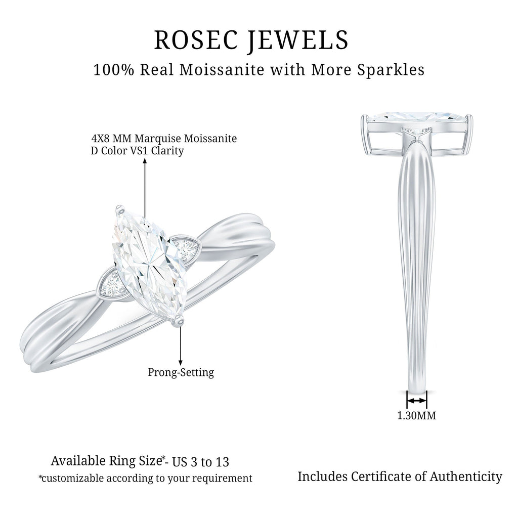 Marquise Cut Moissanite Solitaire Ring