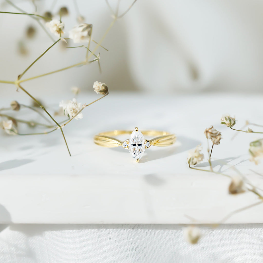 Marquise Cut Moissanite Solitaire Ring