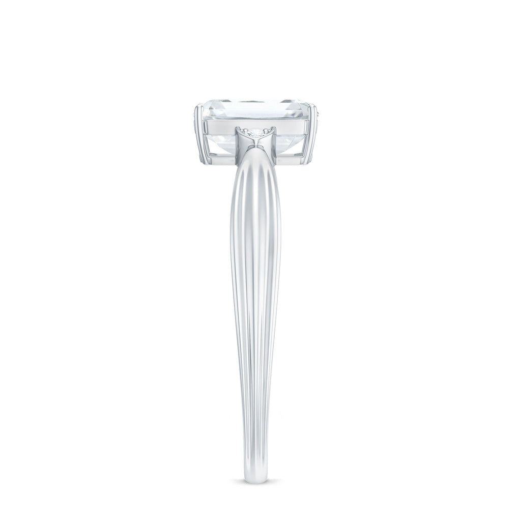 1.8 Carat Emerald Cut Certified Moissanite Engagement Ring for Women