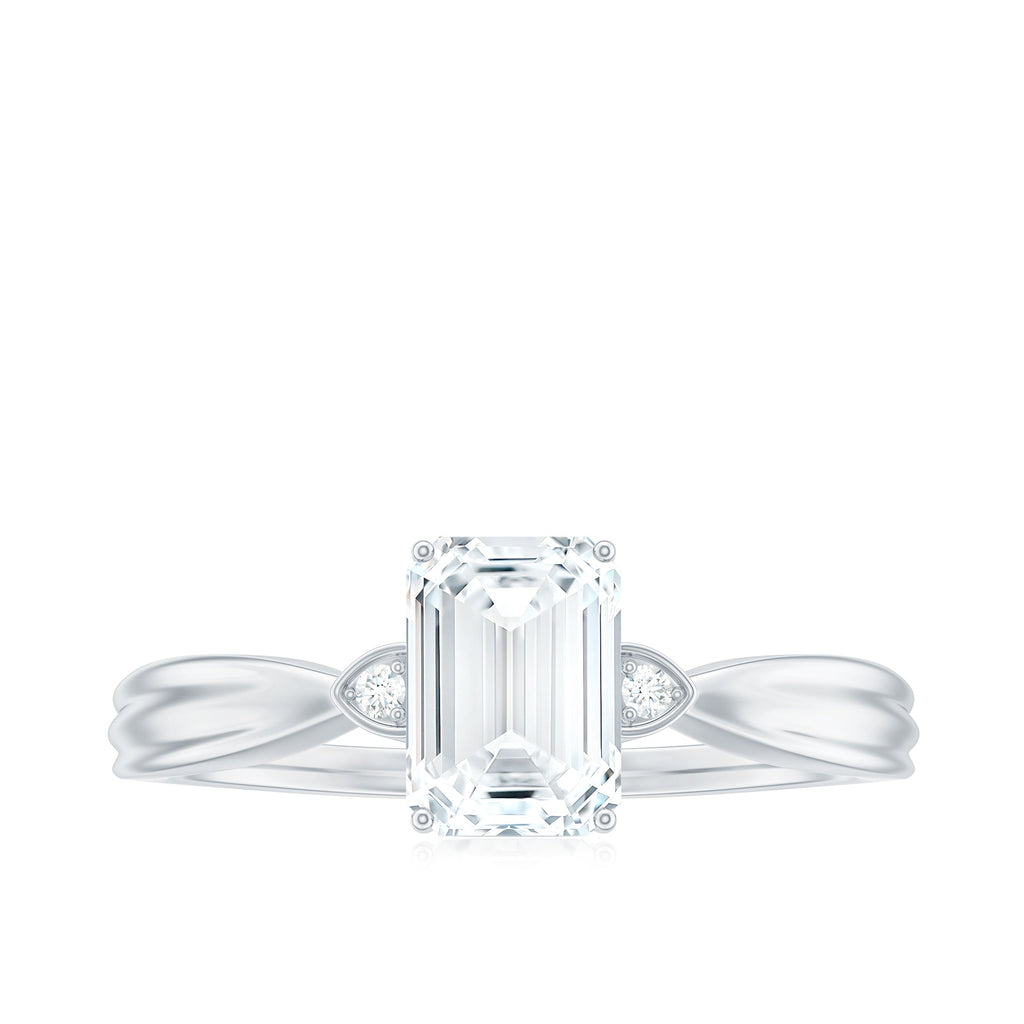 1.8 Carat Emerald Cut Certified Moissanite Engagement Ring for Women