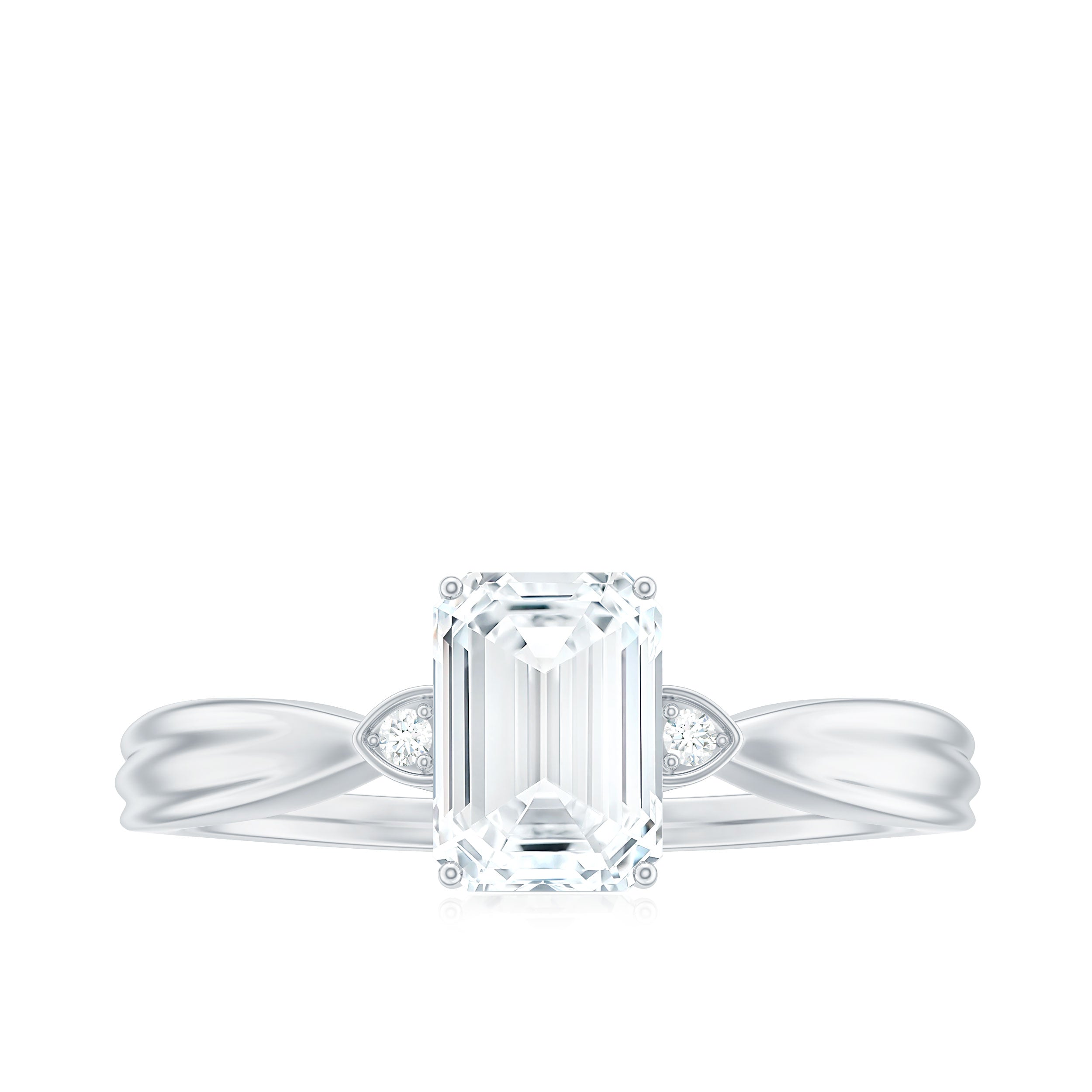 1.8 Carat Emerald Cut Certified Moissanite Engagement Ring for Women