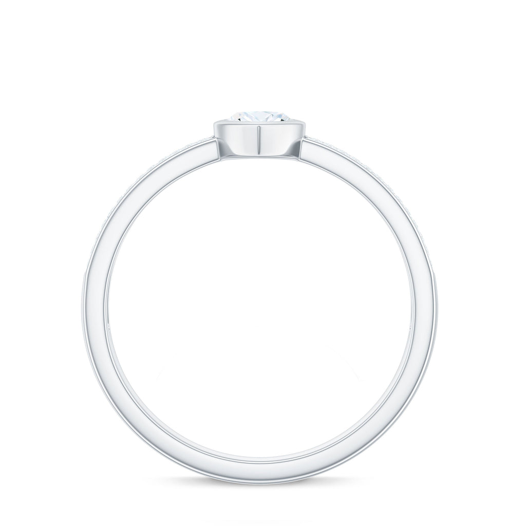 0.7 Carat Marquise Cut Moissanite Engagement Ring in Bezel Setting