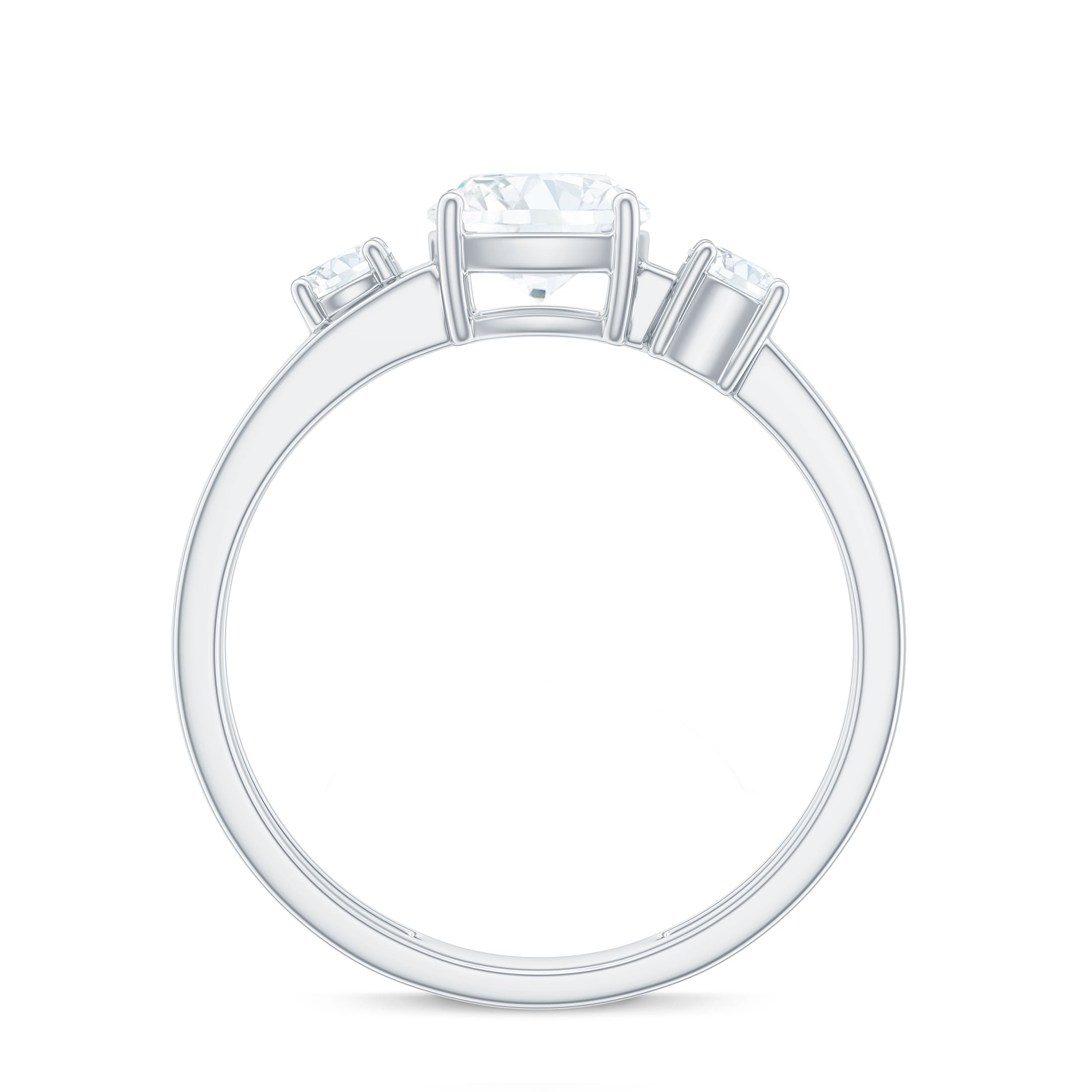 Certified Moissanite Solitaire Double Band Engagement Ring